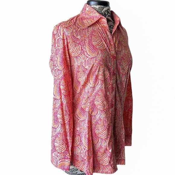 Finley Joey Print Long Sleeve Button Down Blouse 
Pink Orange Paisley Medium - Picture 5 of 8